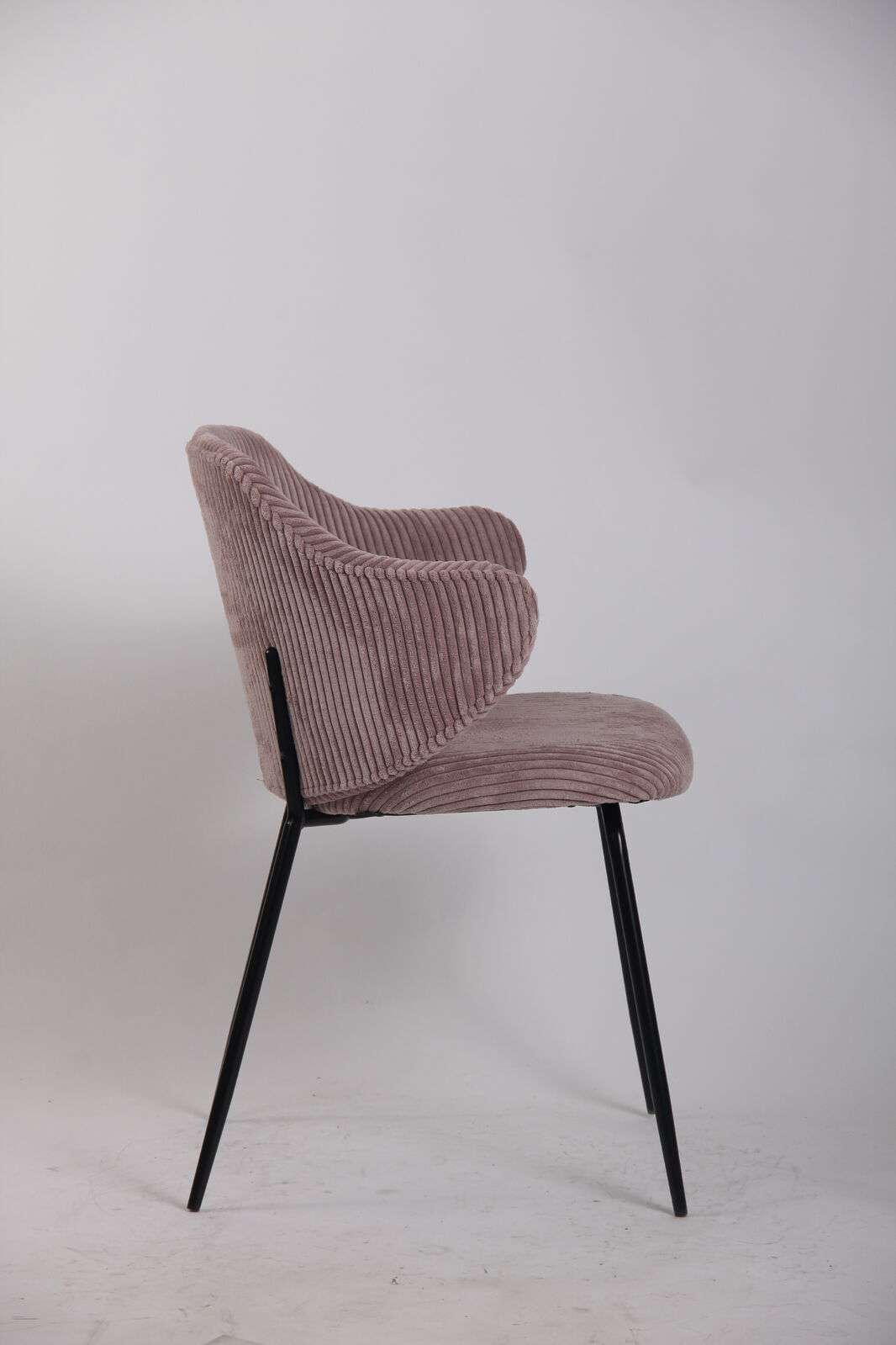 Set of 4 Dining Chairs with Corduroy Cord Fabric in Pink